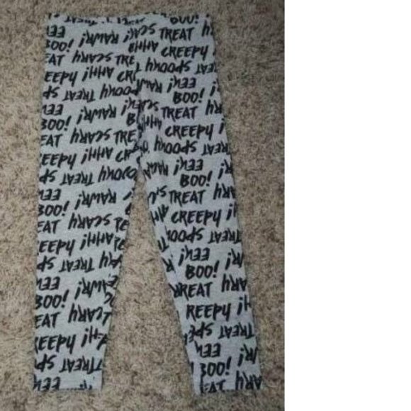 Halloween Leggings 4/5 Creepy Scary Ahh Gray Black Elastic Waist Pants Girls - Picture 3 of 3